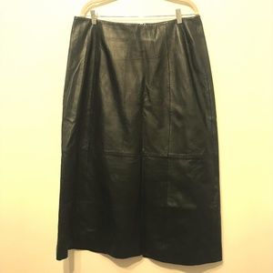 Black leather slim fit maxi skirt